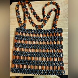 Purse. See Through with Black Plastic Beads and Bamboo.